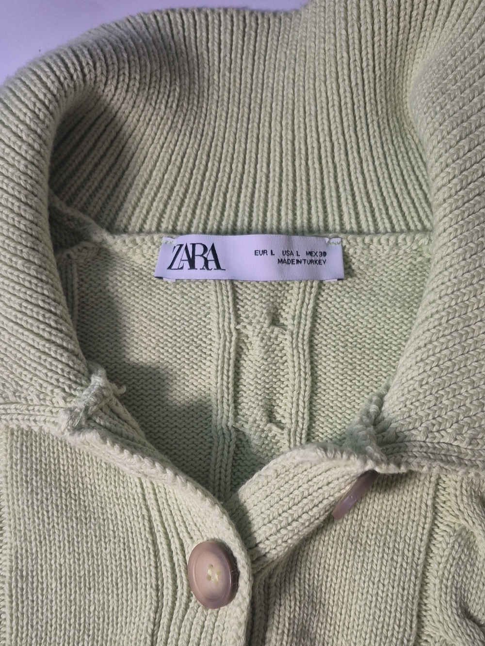 ZARA Cream Green Knit Sweater